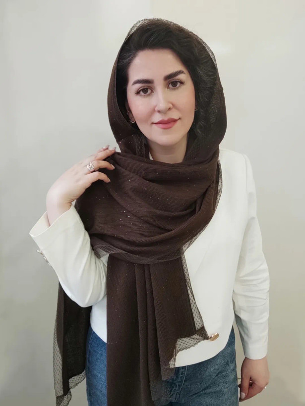 شال پلیسه شاین دار دور دانتل