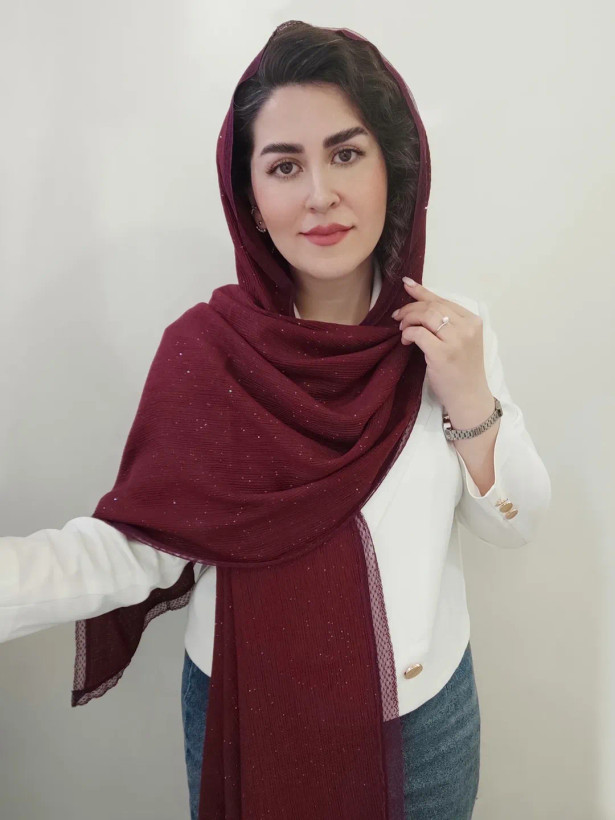 شال پلیسه شاین دار دور دانتل