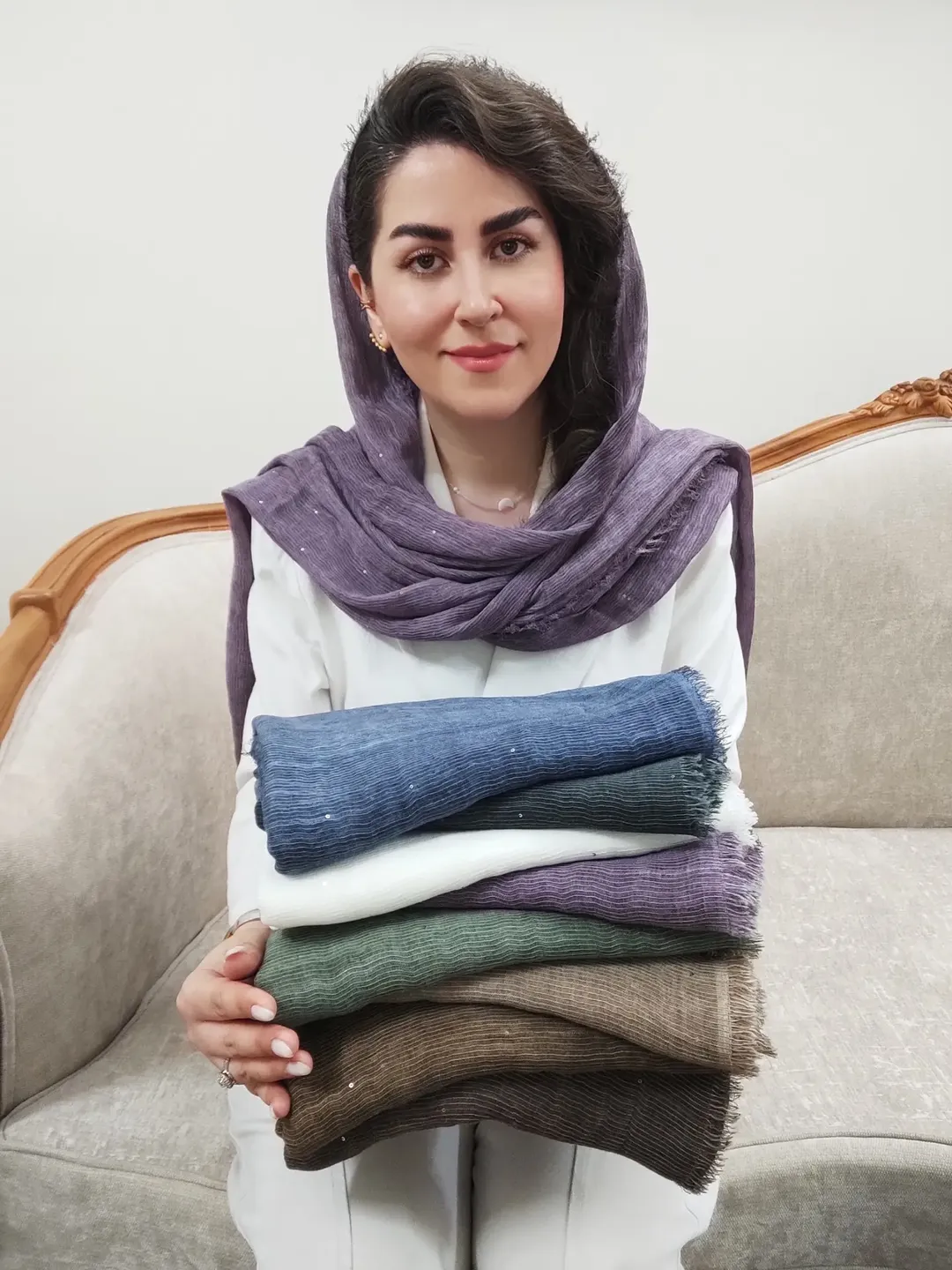 شال نخ سنگشور پولکی میله ای