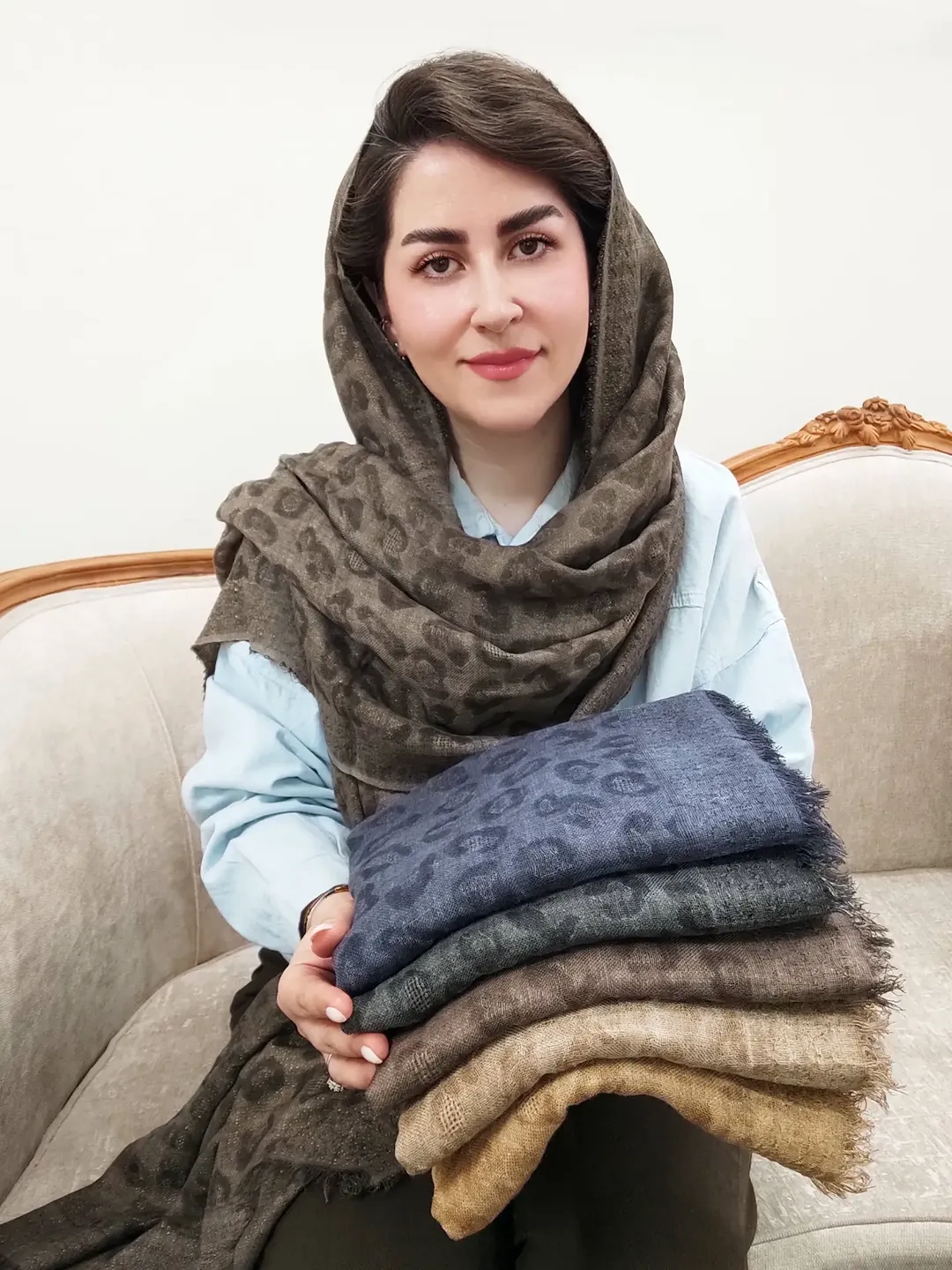 شال پلنگی لمه دار پاییزه